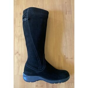 La Canadienne Womens Knee High Boot Black Suede 6 M Full Zip Fur Lined